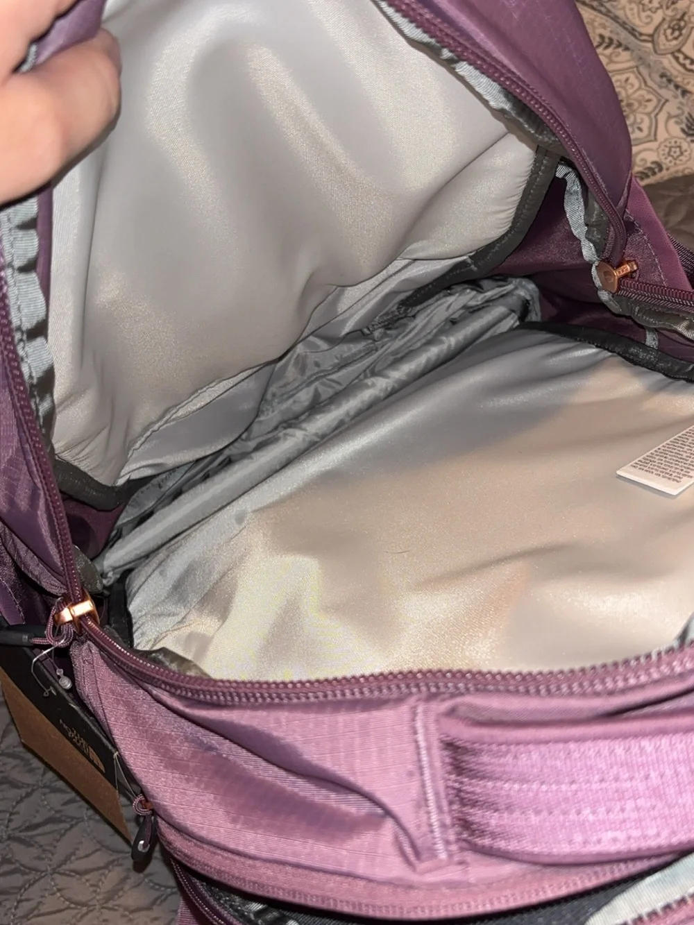 The North Face Recon Luxe Backpack - Plum with Gold Logo